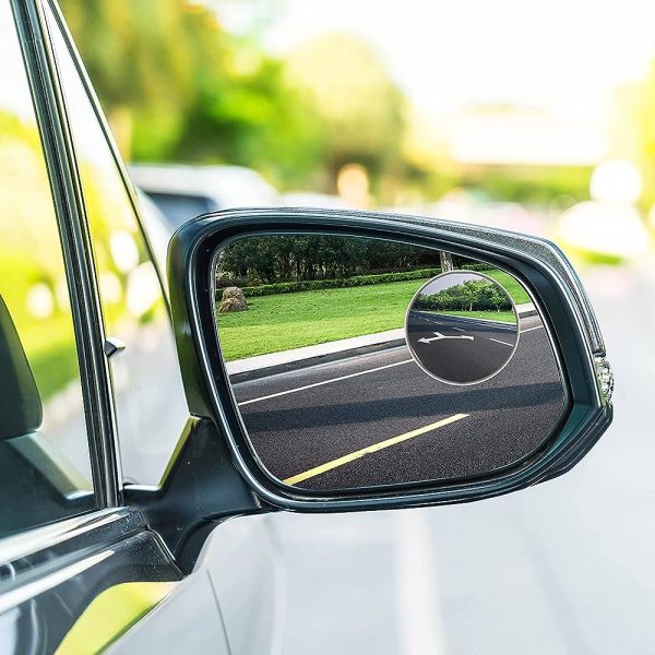 2pcs Round Blind Spot Mirrors – Wide-angle Lens For Enhanced Rear And Side View Visibility – Convex Mirror For Cars, Suvs, And Trucks – Universal Fit Safety Accessory – Plastic Material