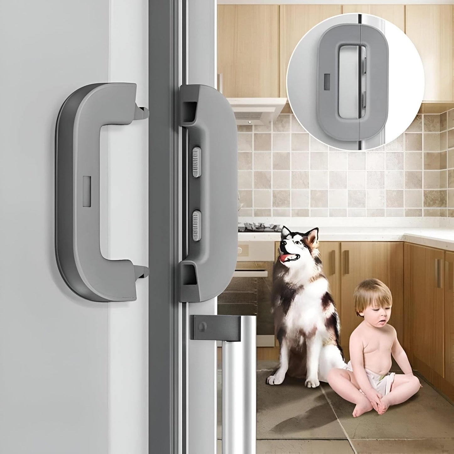 Child Safety Refrigerator Lock- Self Adhesive Fridge And Freezer Door Lock with Double Safety Button And Easy one Hand Operation
