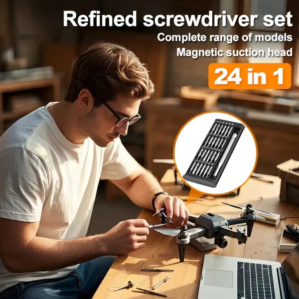 “24-in-1 Precision Magnetic Screwdriver Set – Professional Mini Repair Tool Kit for Phones, Tablets, Laptops, PCs, Watches & Electronics”