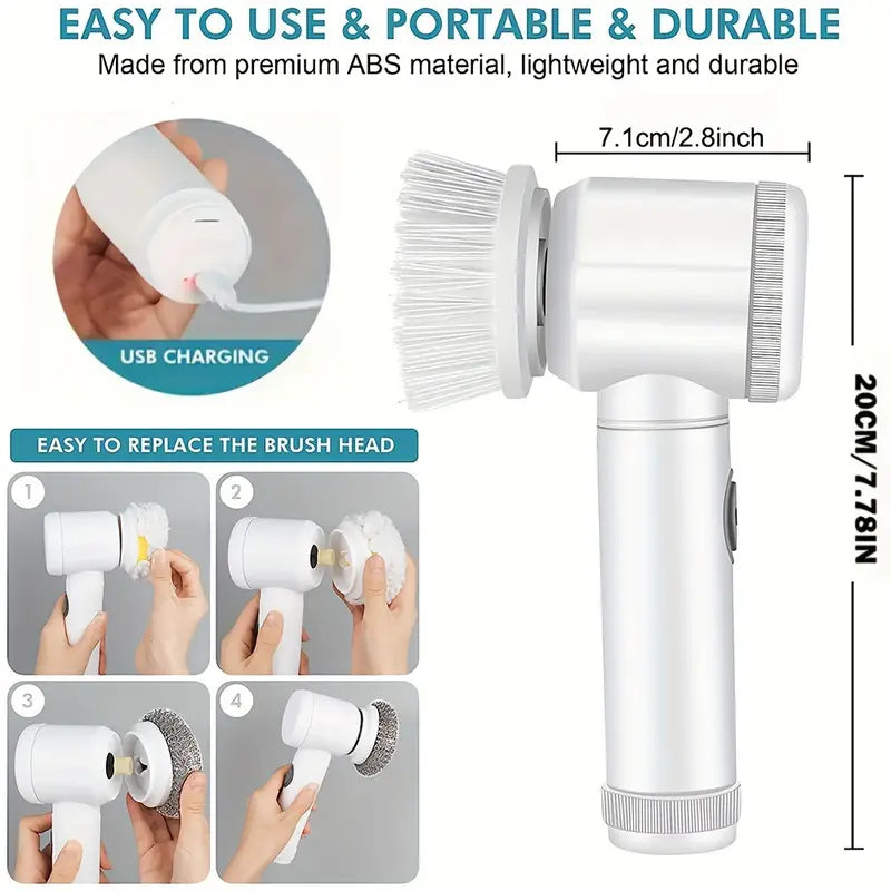 Multifunctional Electric cleaning Brush 5in1 Handheld Electric Cleaning dishwashing Brush
