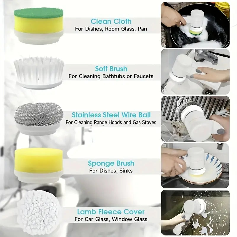 Multifunctional Electric cleaning Brush 5in1 Handheld Electric Cleaning dishwashing Brush