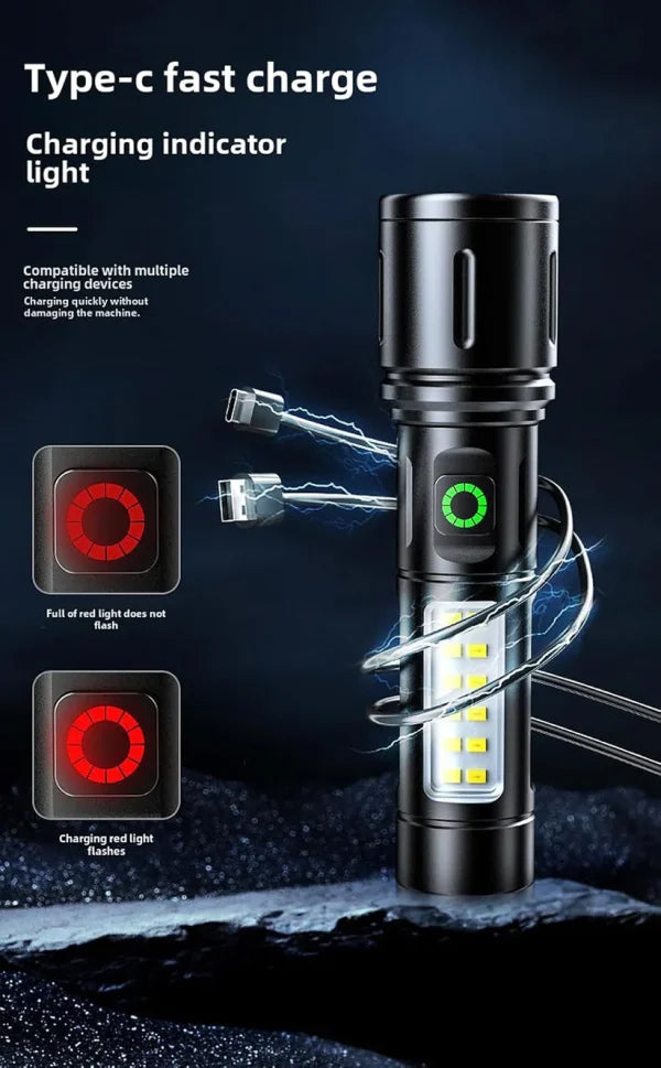 X-balong Bl-603-tg Rechargeable Led Flashlights Portable Rechargeable Powerful Led Flashlight, Aluminum Alloy Zoom Flashlight